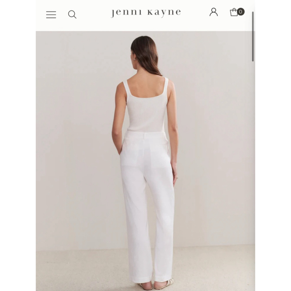 NWT Jenni Kayne Riley White Trousers Size 8 Linen Blend - Picture 3 of 5